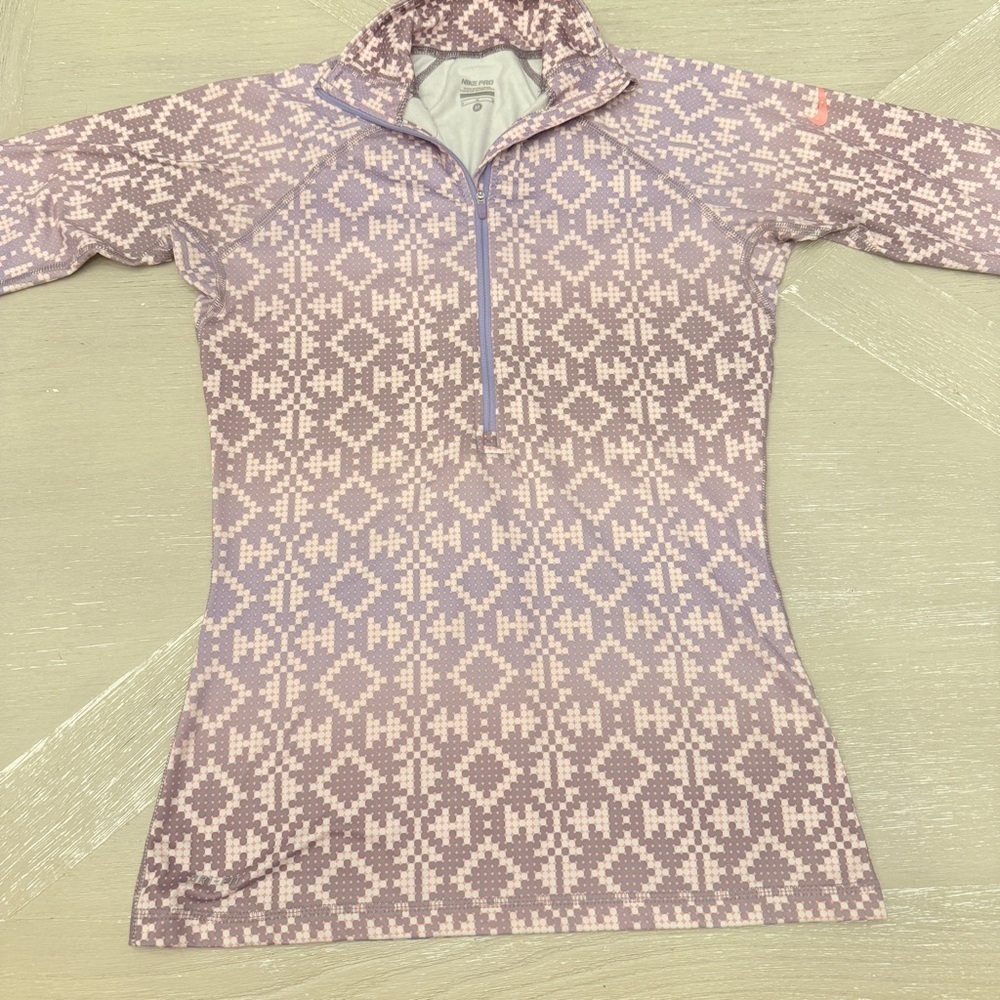 Nike Pro Purple and Peach Patterned Women's Running Workout Top